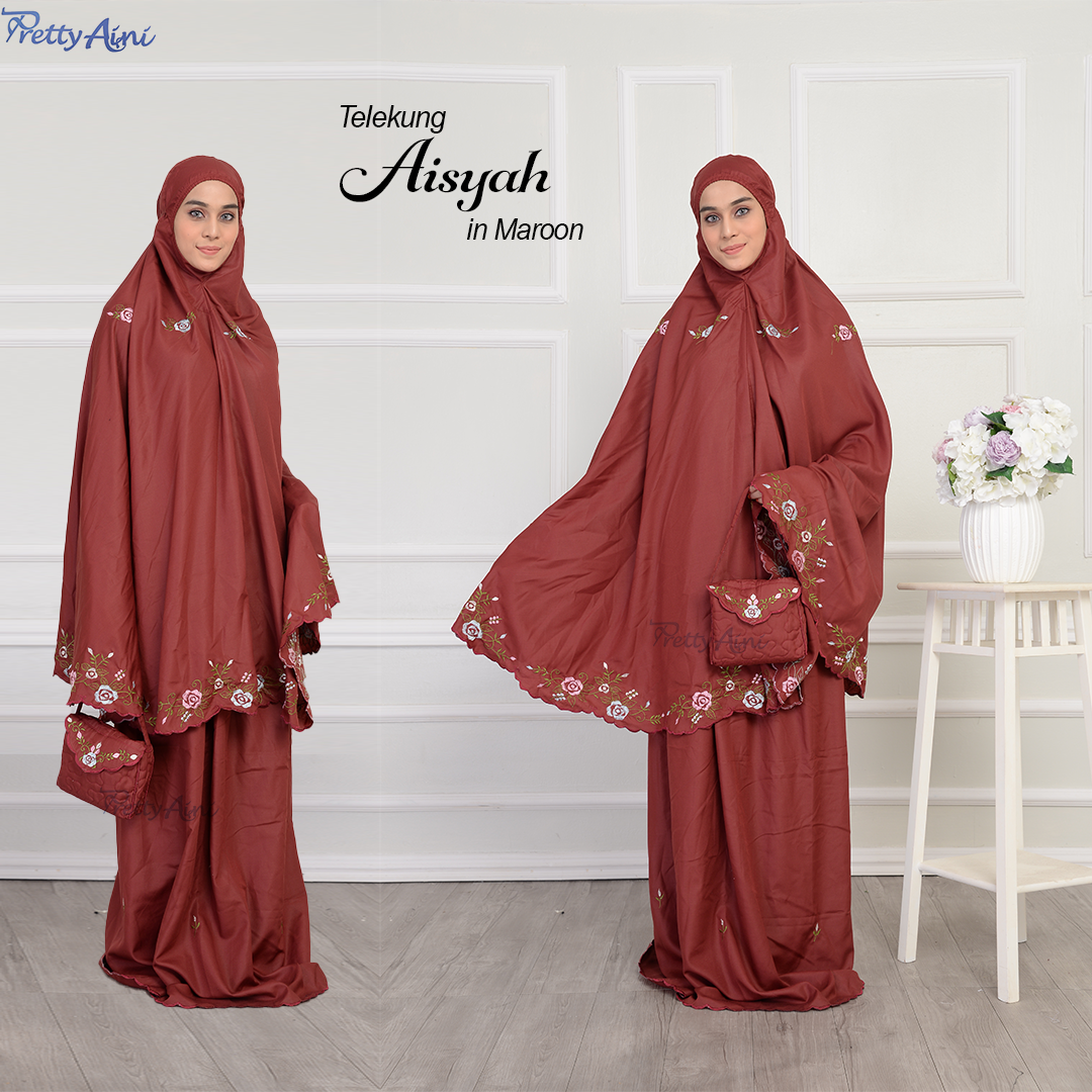 Telekung Aisyah - Maroon