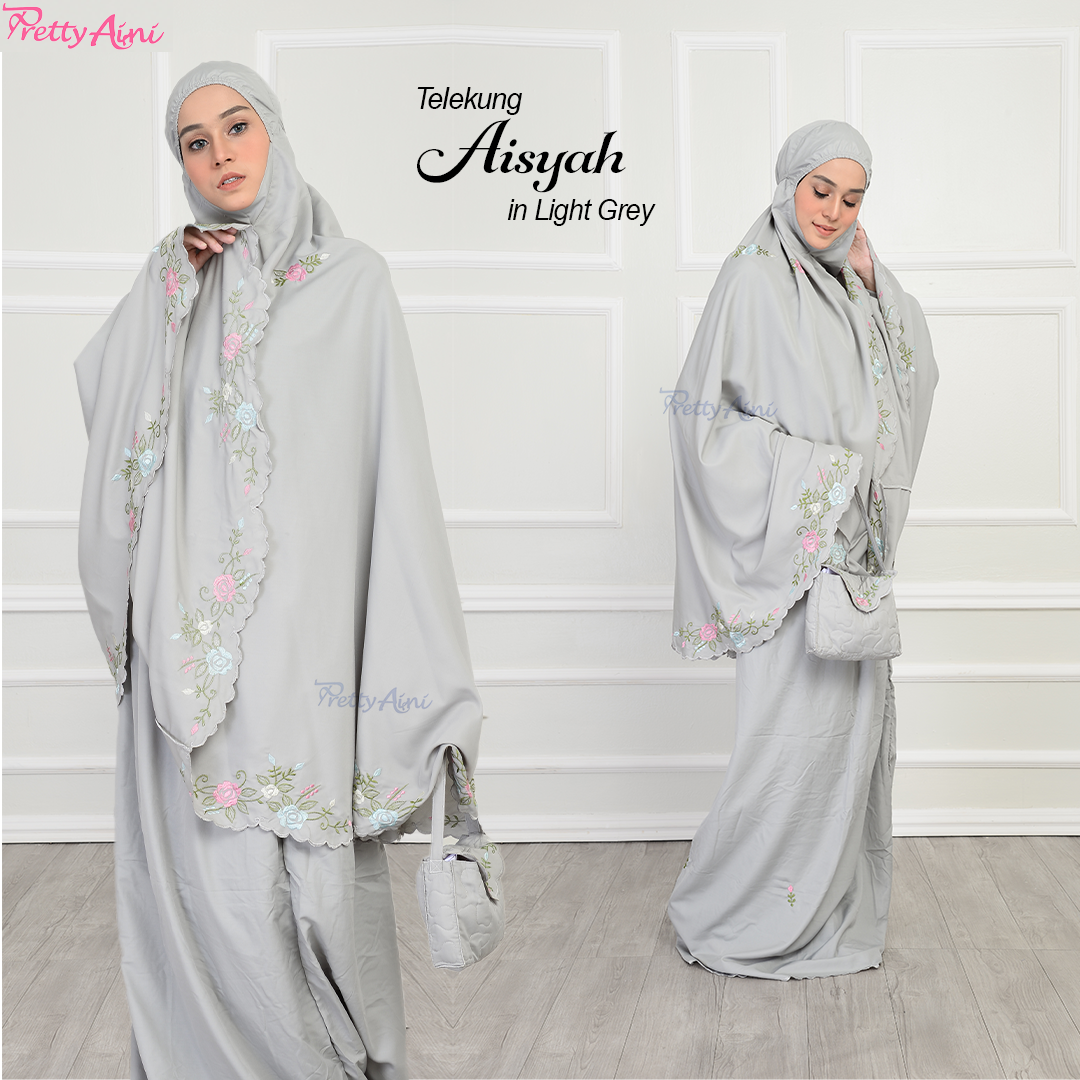 Telekung Aisyah - Light Grey