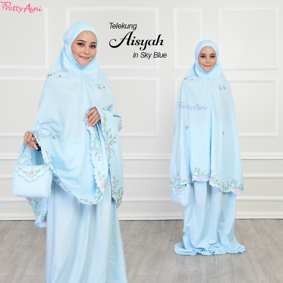 Telekung Aisyah - Sky Blue
