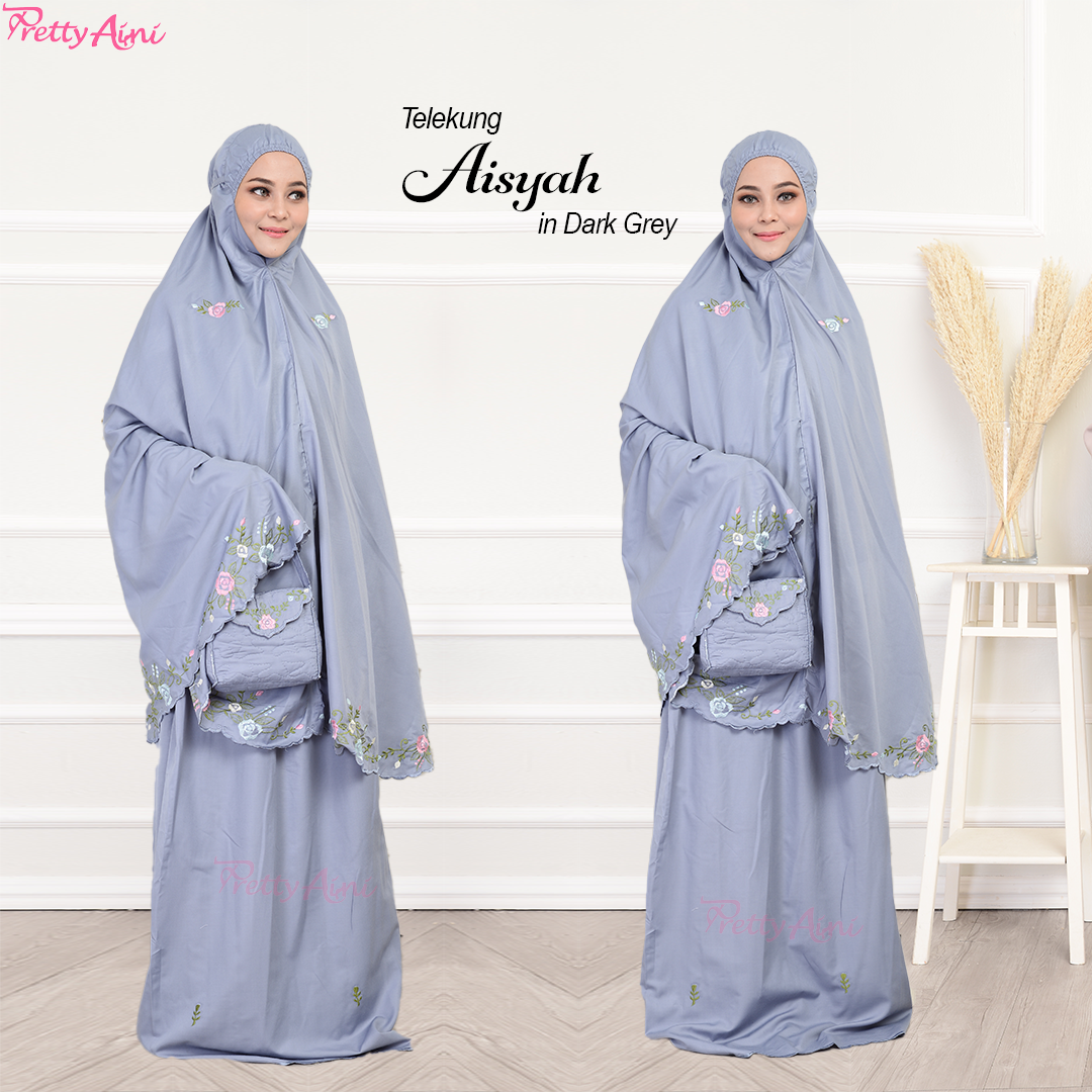 Telekung Aisyah - Dark Grey