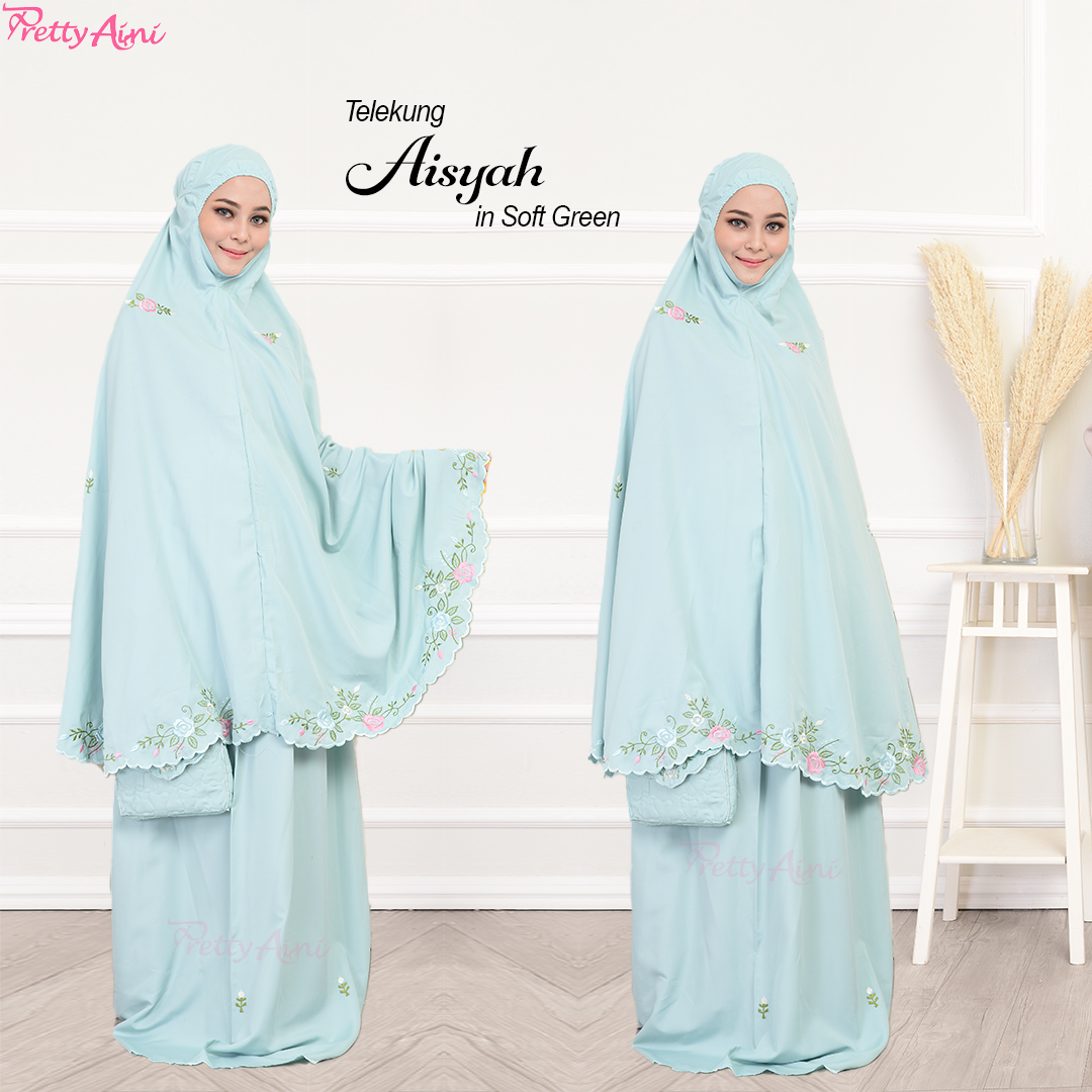 Telekung Aisyah - Soft Green