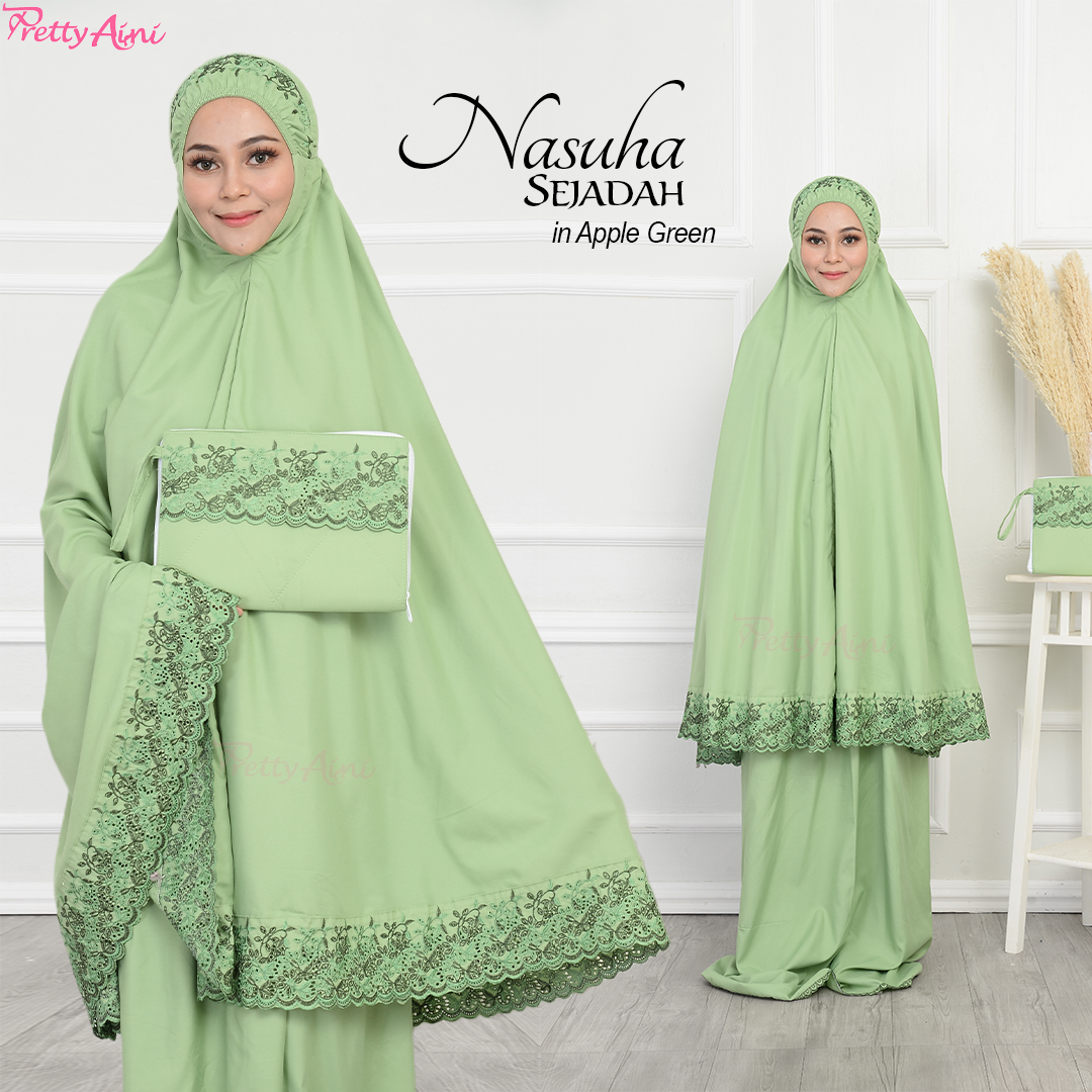 Telekung Nasuha Sejadah - Apple Green