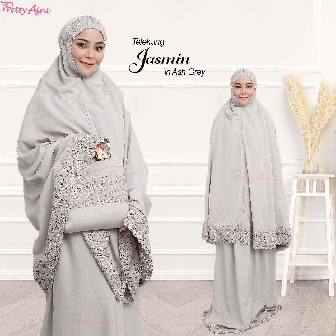 Telekung Jasmin - Ash Grey