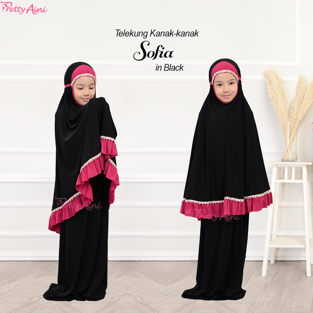 Telekung Kanak-kanak Sofia - Black