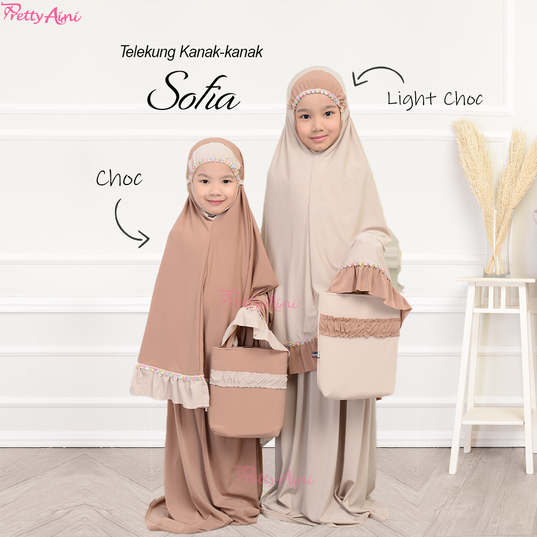 Telekung Kanak-kanak Sofia - Choc
