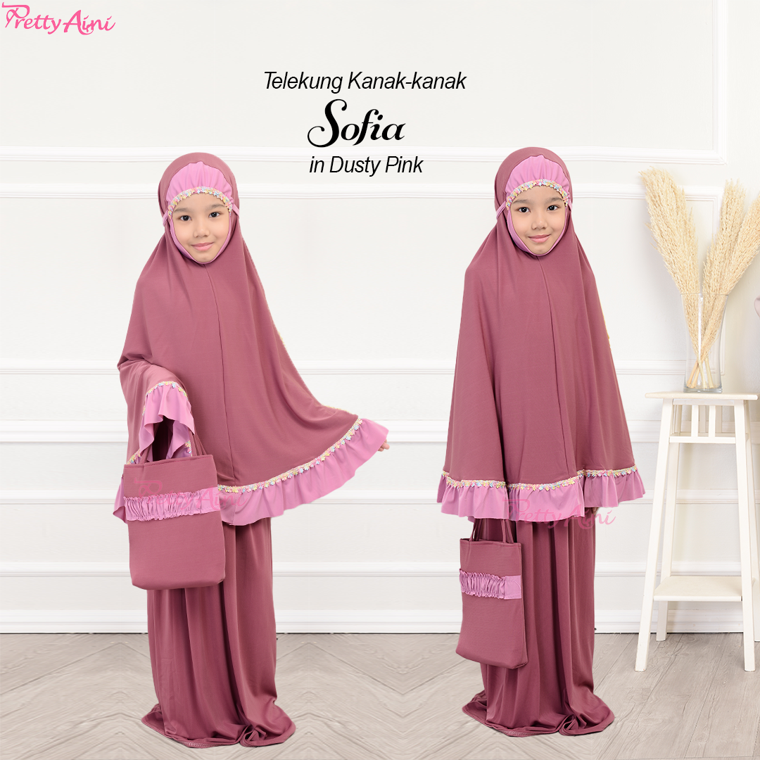 Telekung Kanak-kanak Sofia - Dusty Pink
