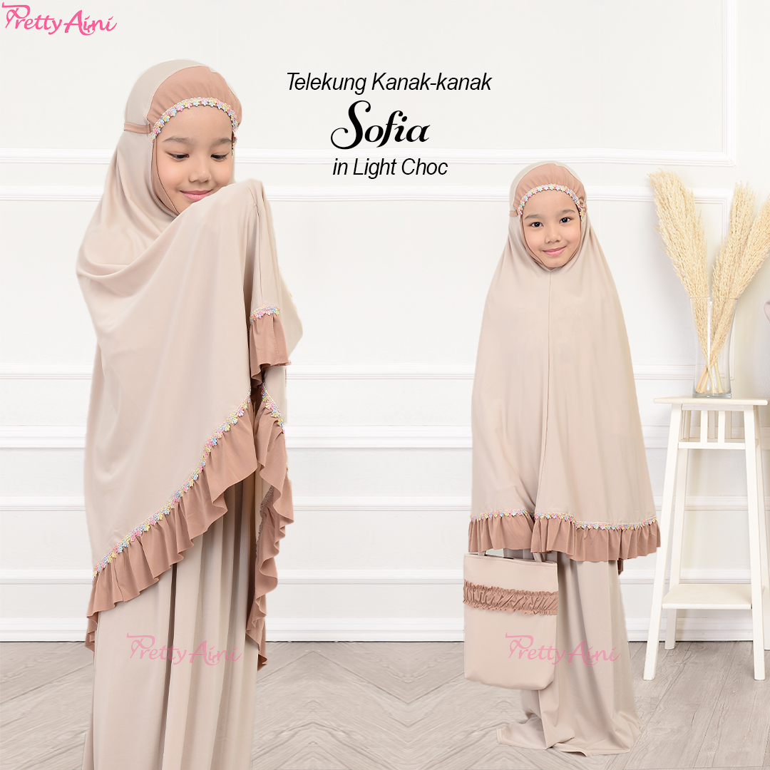 Telekung Kanak-kanak Sofia - Light Choc