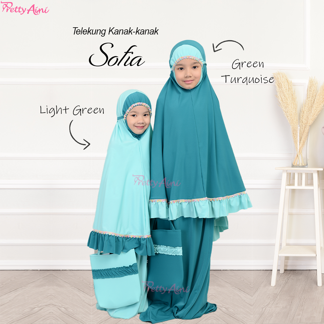 Telekung Kanak-kanak Sofia - Light Green