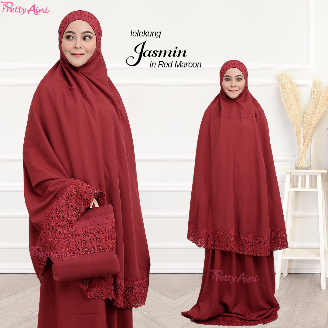 Telekung Jasmin - Red Maroon
