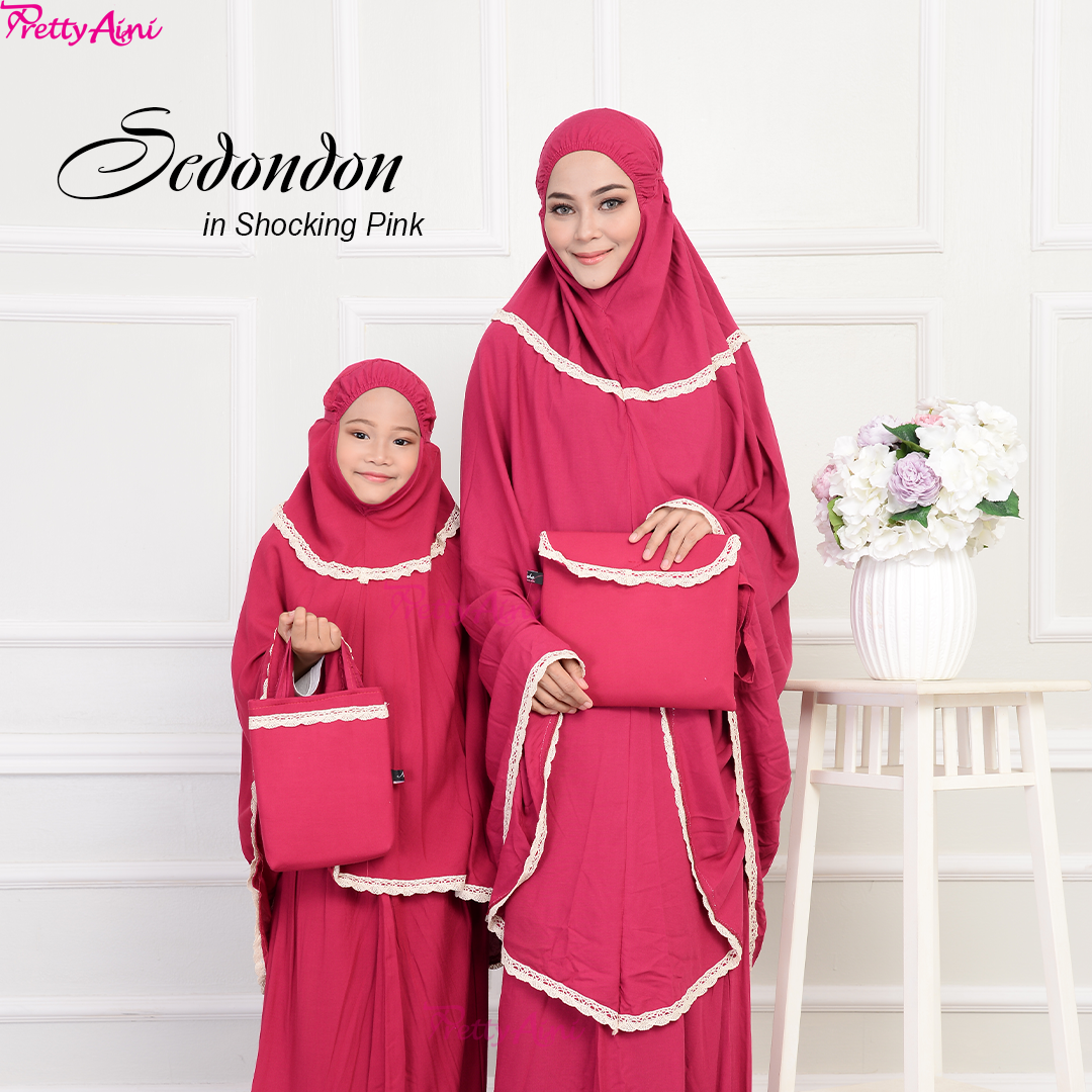 Telekung Sedondon Dewasa - Shocking Pink