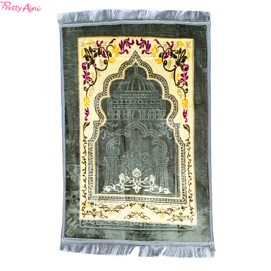 Sejadah Gebu Bercorak - Dark Grey