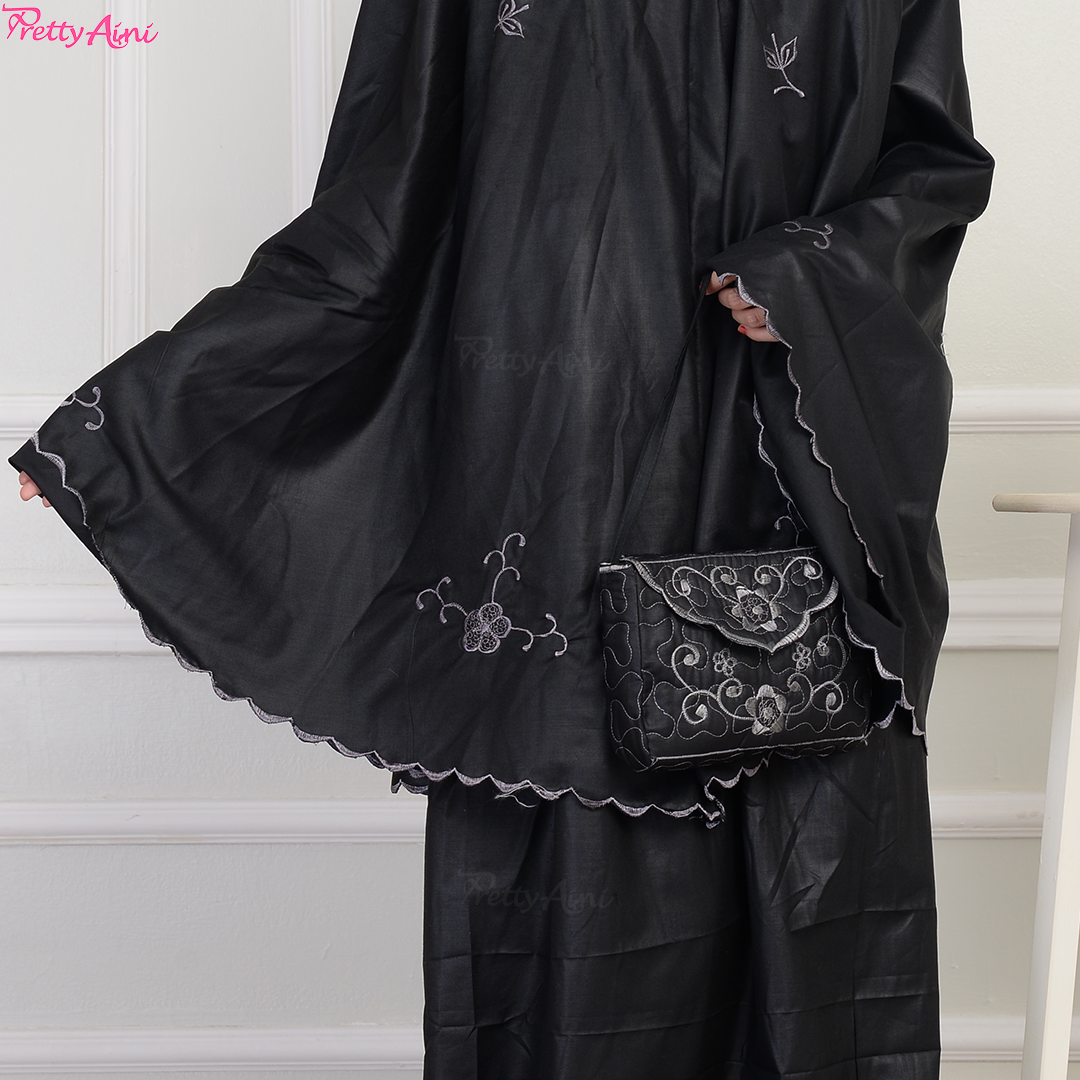 Telekung Medina A - Black x Grey - Image 7