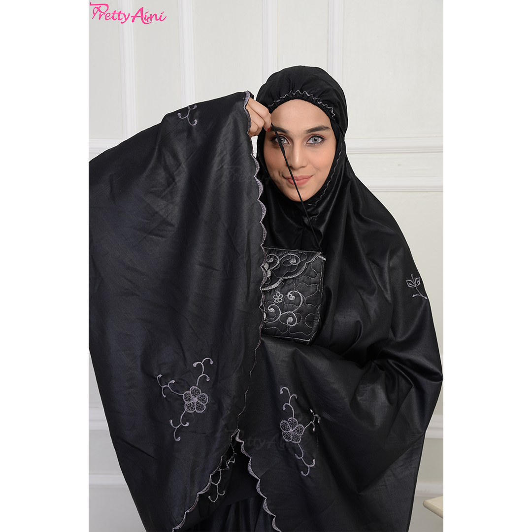 Telekung Medina A - Black x Grey - Image 6