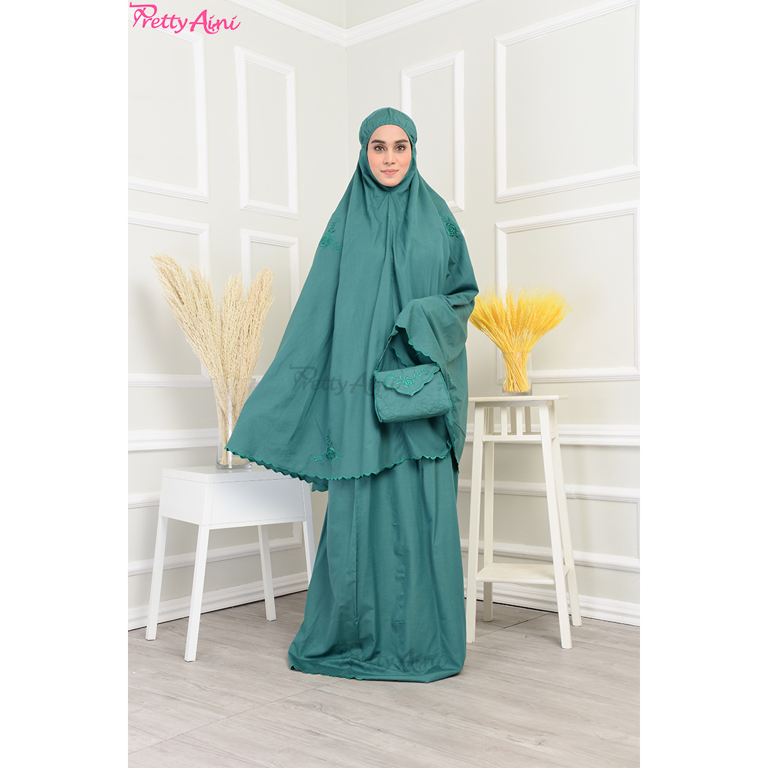 Telekung Medina A - Turquoise Green - Image 7