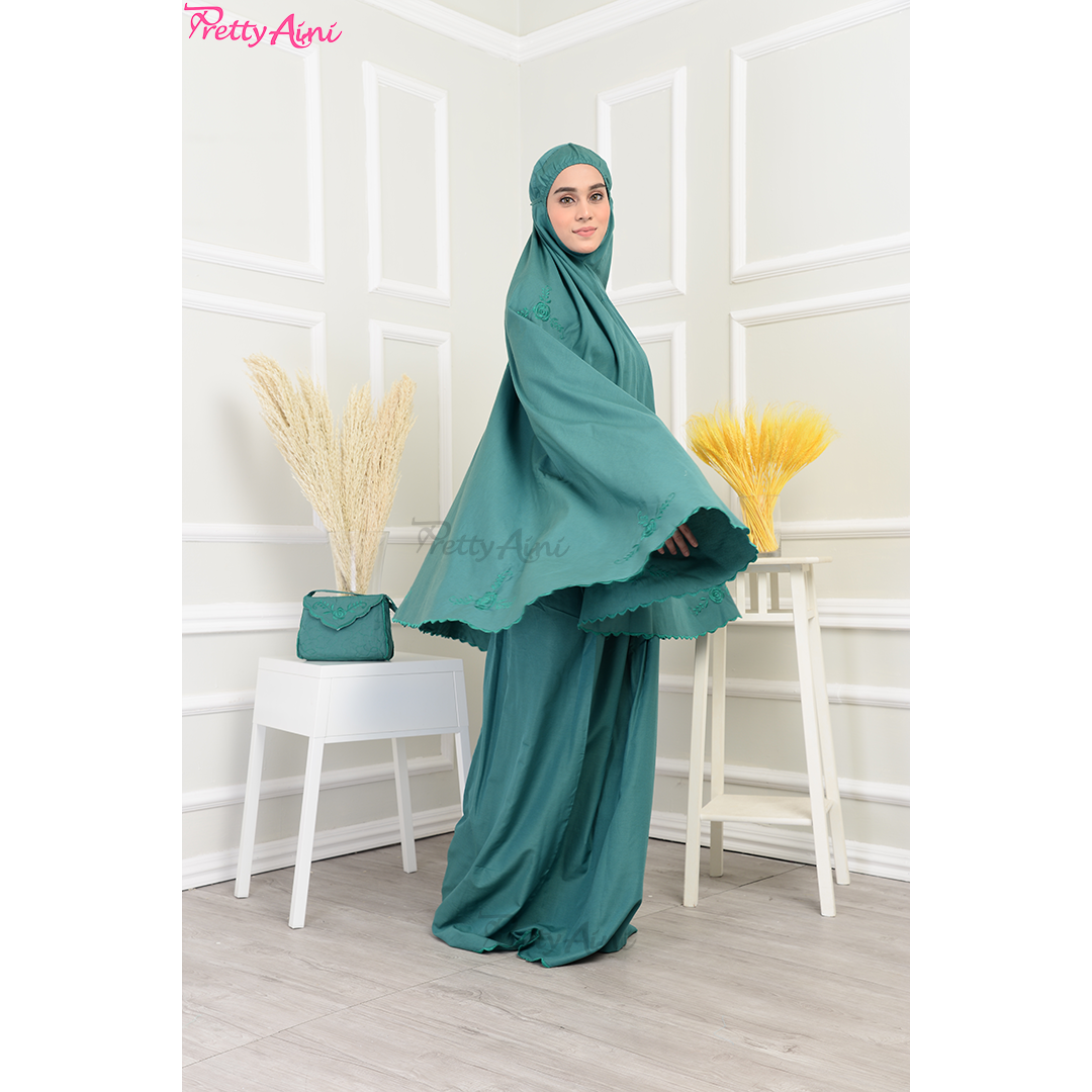 Telekung Medina A - Turquoise Green - Image 6