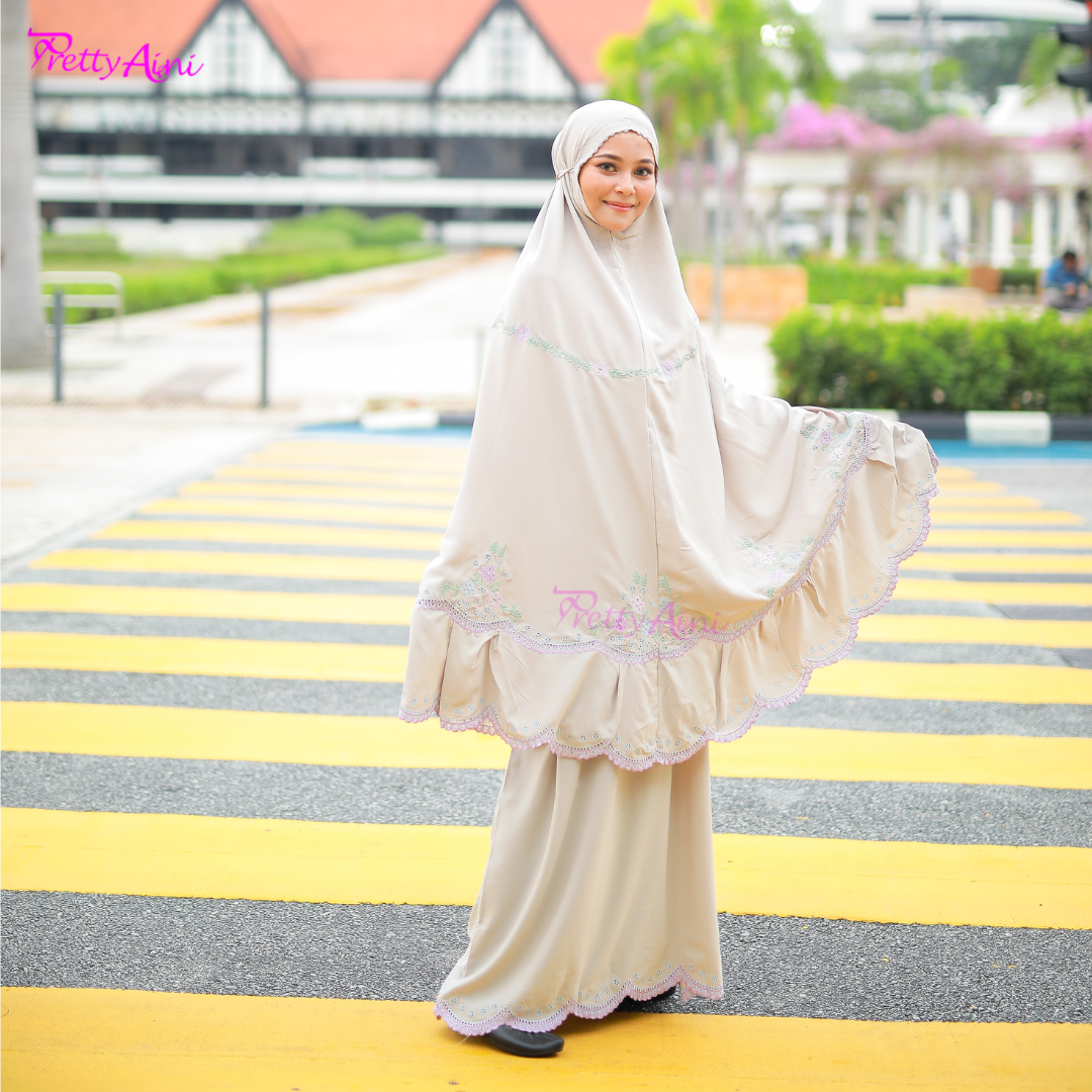 Telekung Balqis - Light Beige - Image 4
