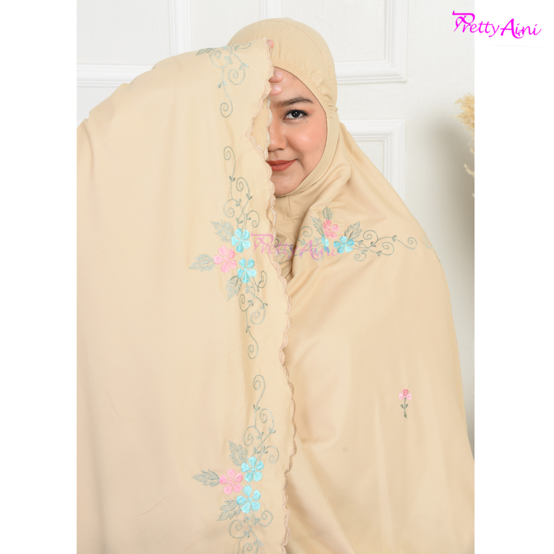 Telekung Humaira Plus Size - Light Beige - Image 5
