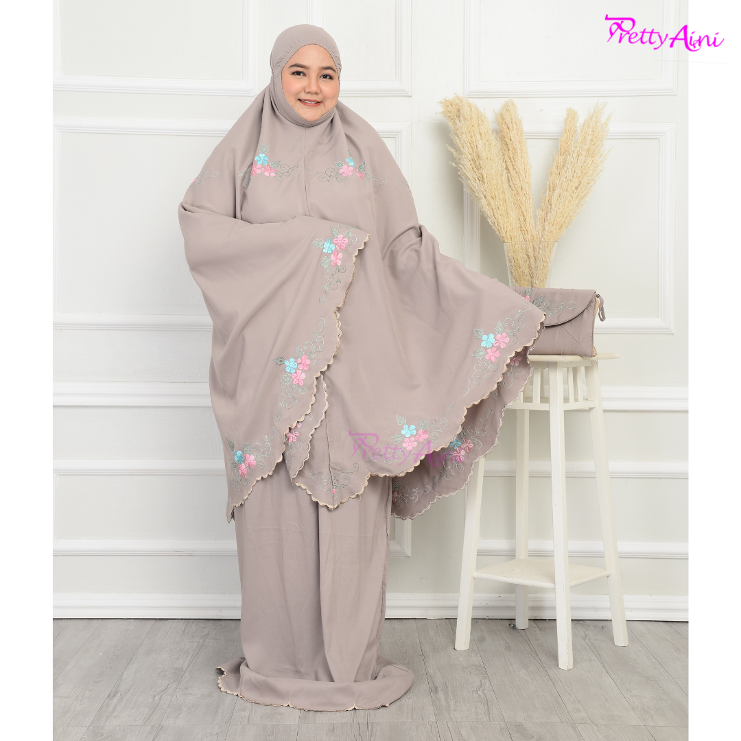 Telekung Humaira Plus Size - Light Brown - Image 5