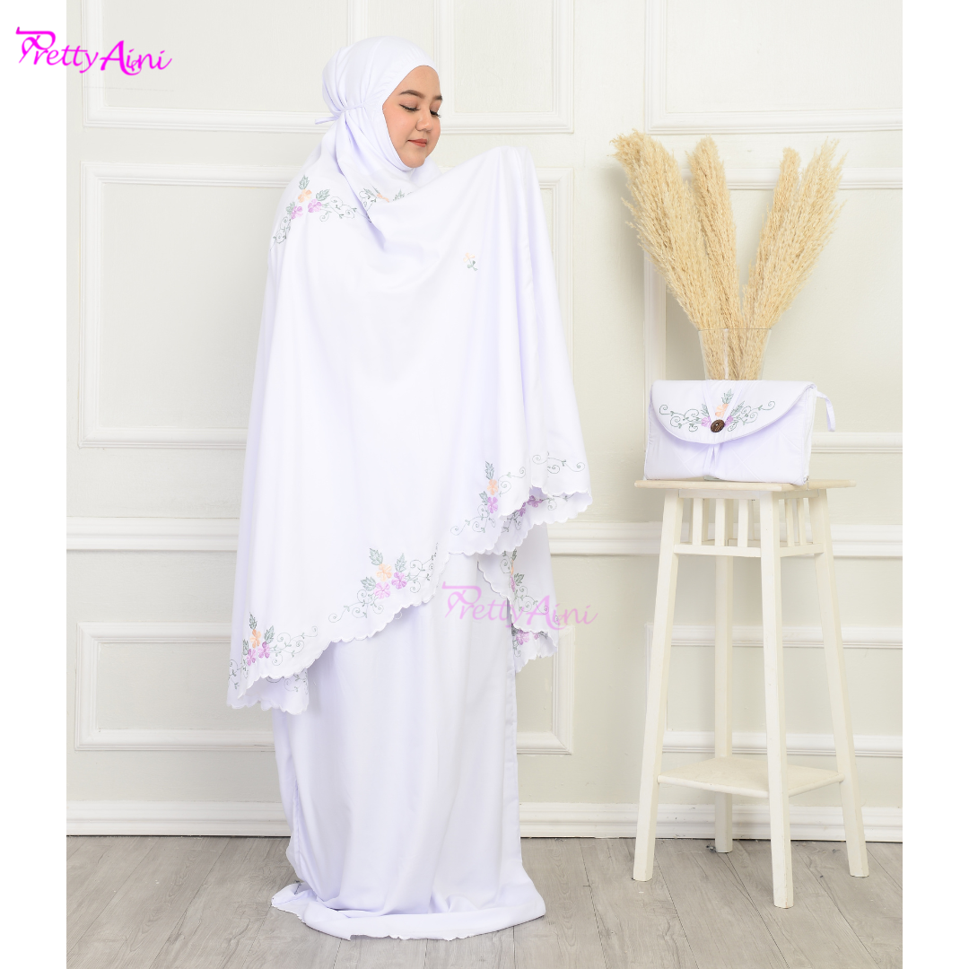 Telekung Humaira Plus Size - White - Image 5