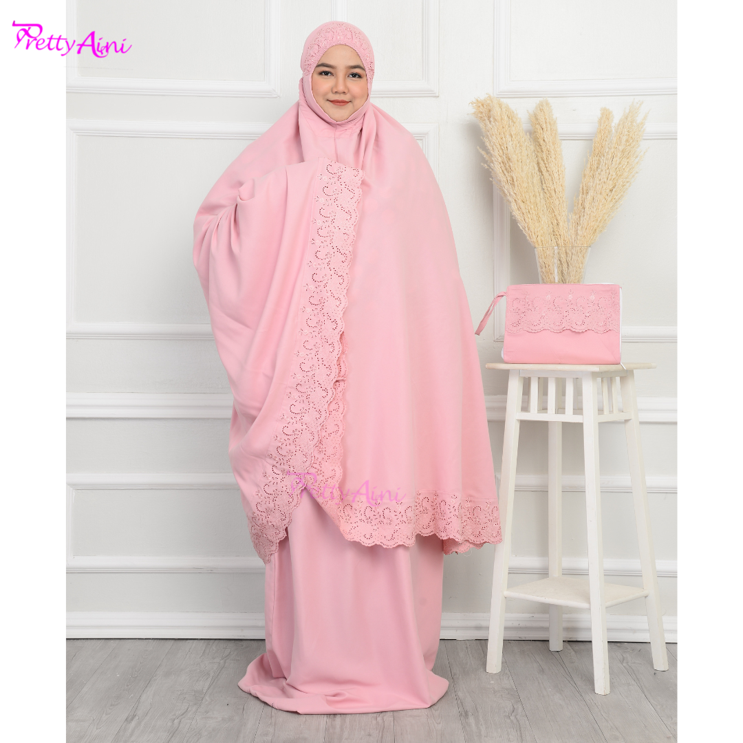 Telekung Nasuha Plus Size - Dusty Pink - Image 5