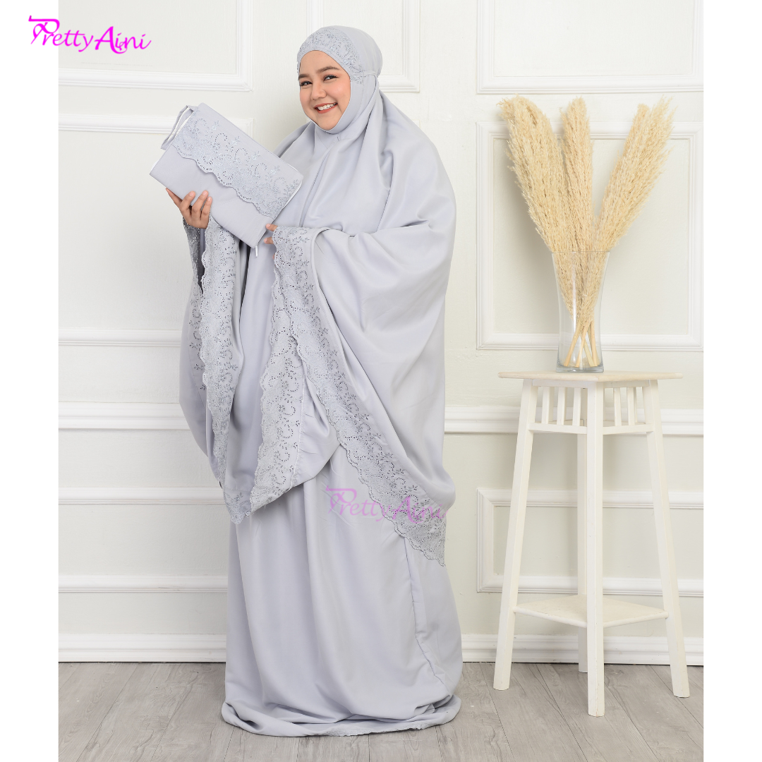Telekung Nasuha Plus Size - Grey - Image 5