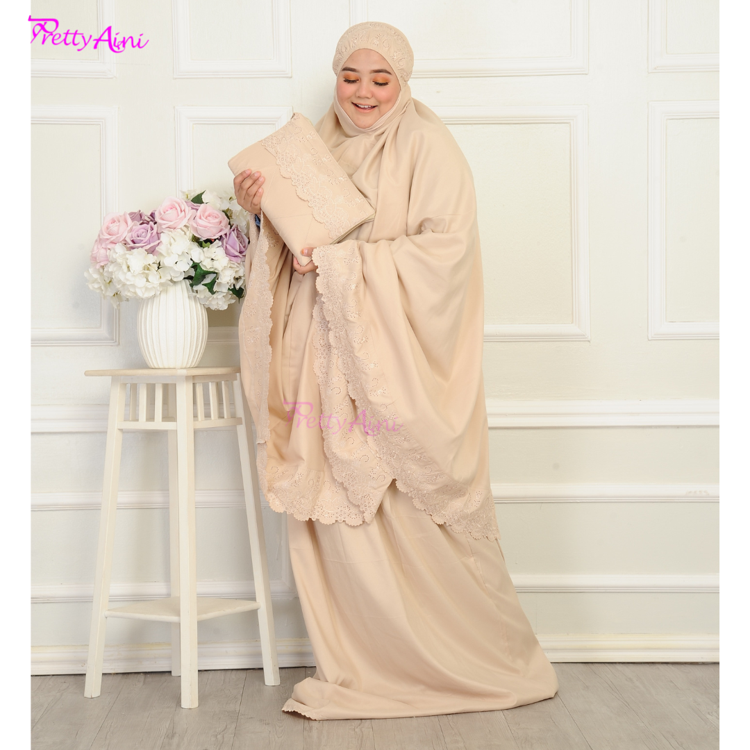 Telekung Nasuha Plus Size - Light Beige - Image 5