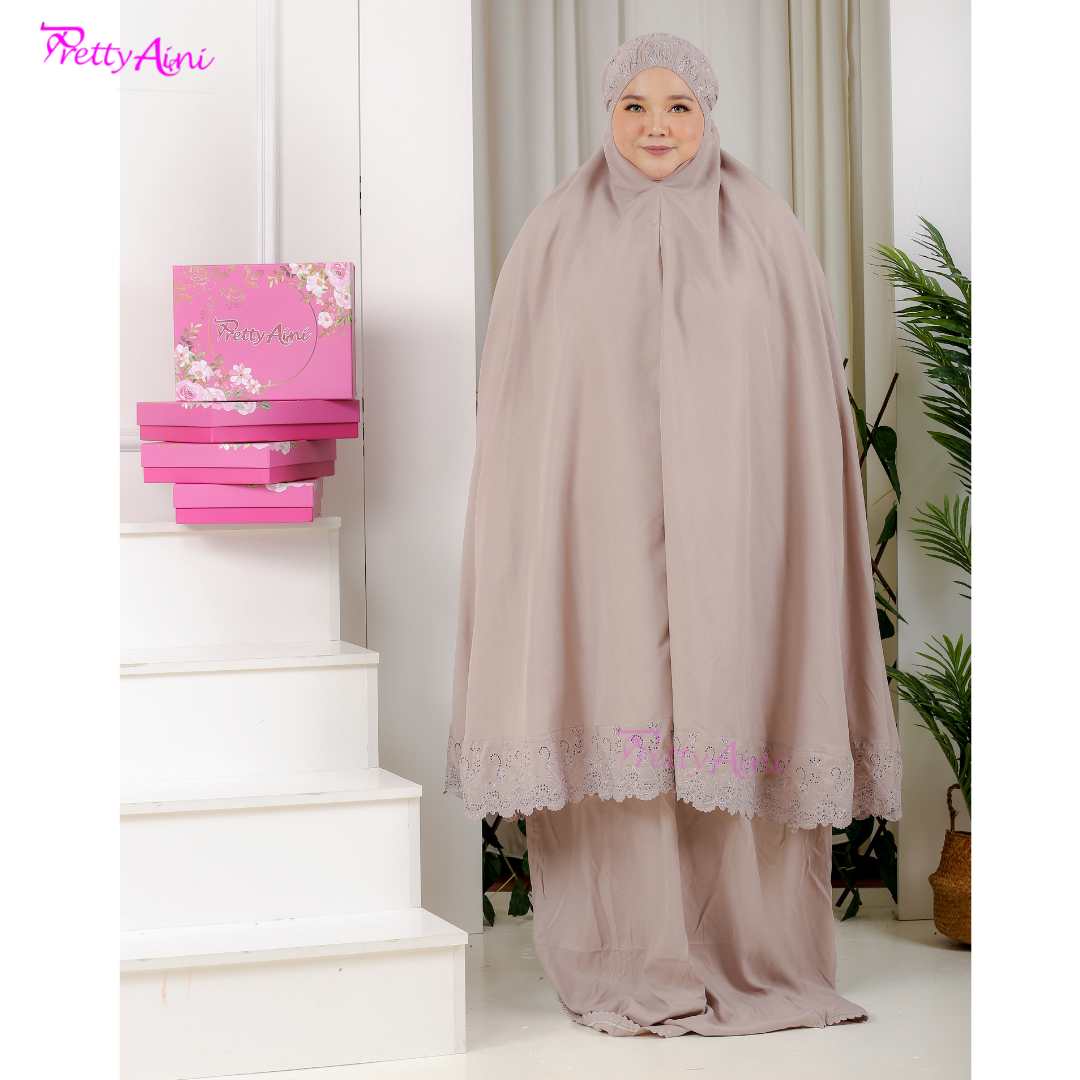 Telekung Nasuha Plus Size - Light Brown - Image 5