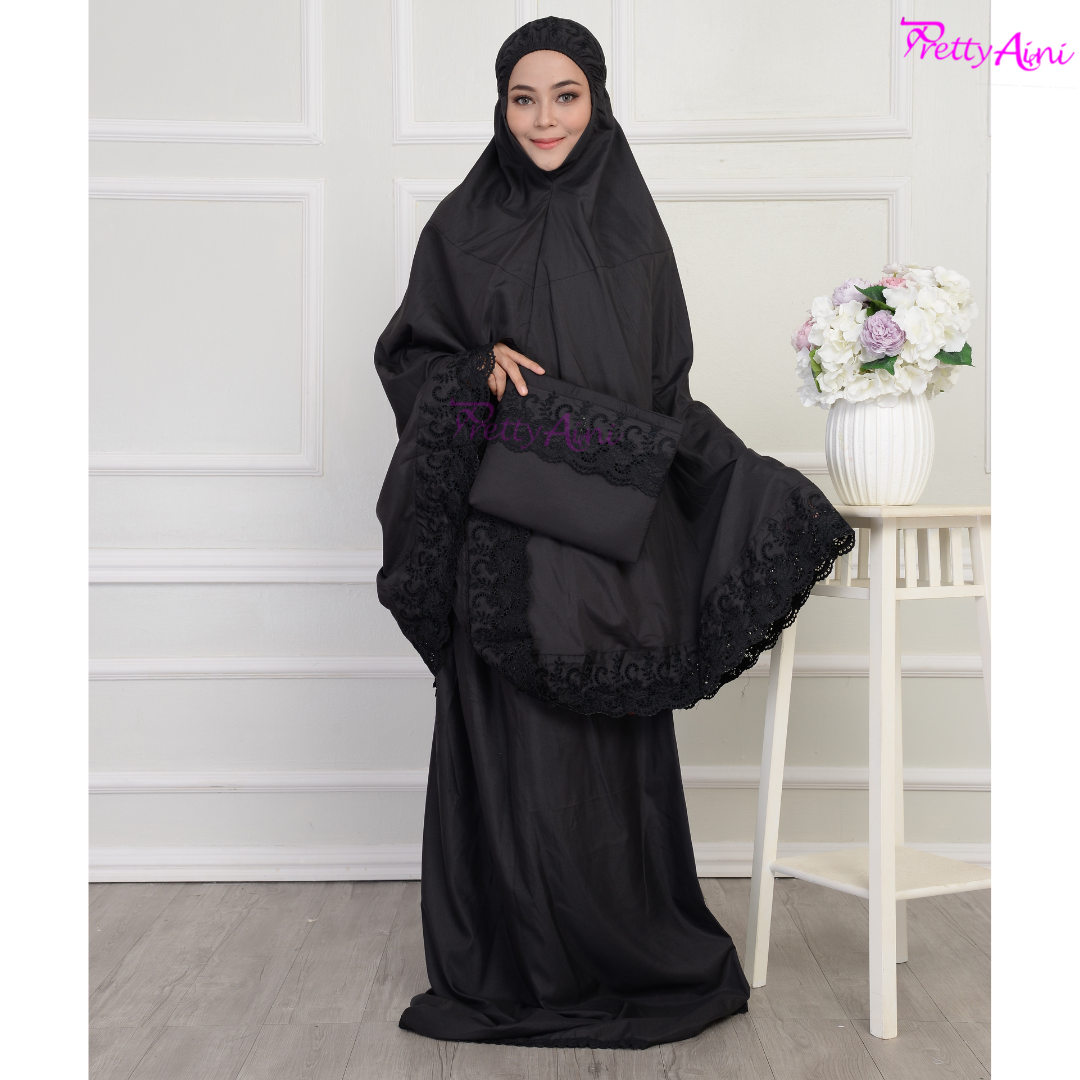 Telekung Nasuha Sejadah - Black - Image 4