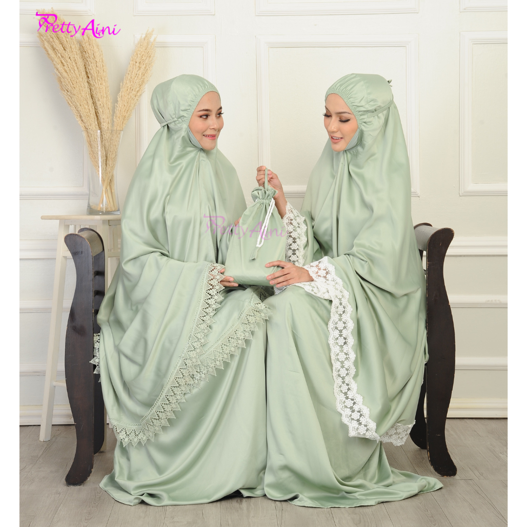 Telekung Dahlia - Pearl Mint X Mint - Image 6