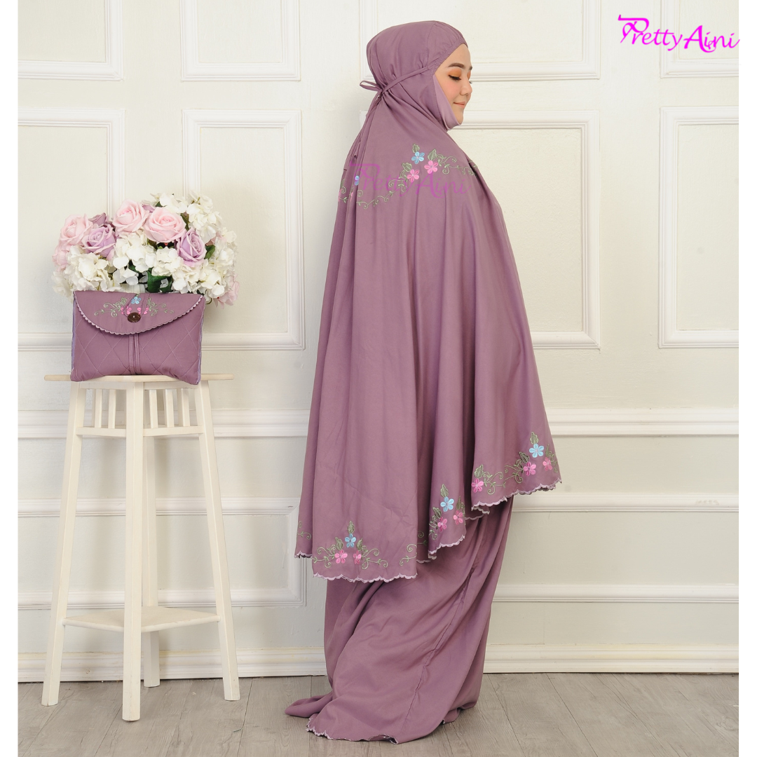 Telekung Humaira Plus Size - Dusty Purple - Image 6