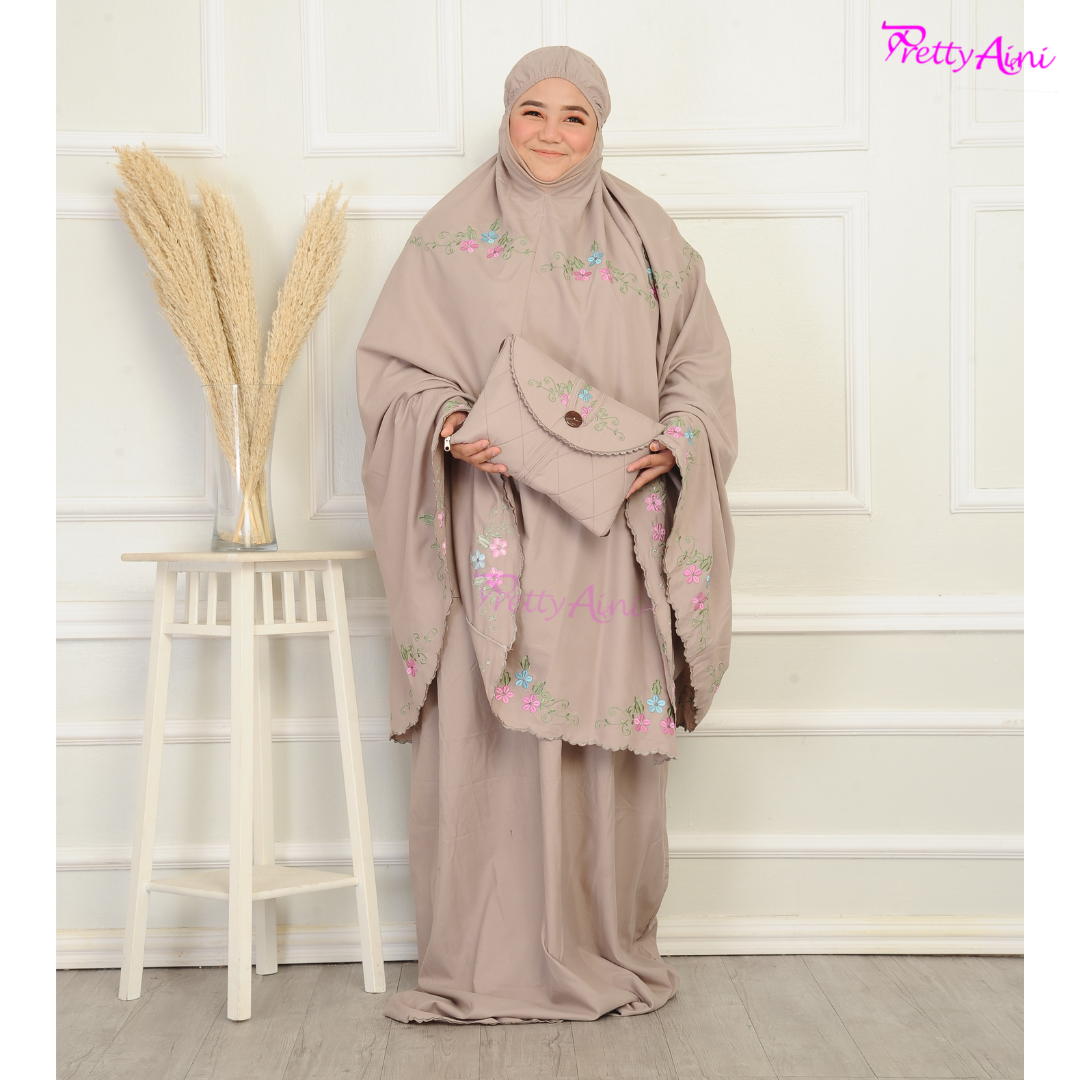 Telekung Humaira Plus Size - Light Brown - Image 7