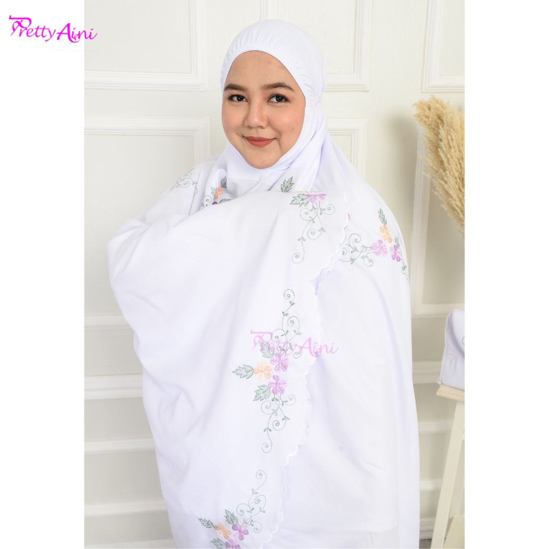 Telekung Humaira Plus Size - White - Image 6