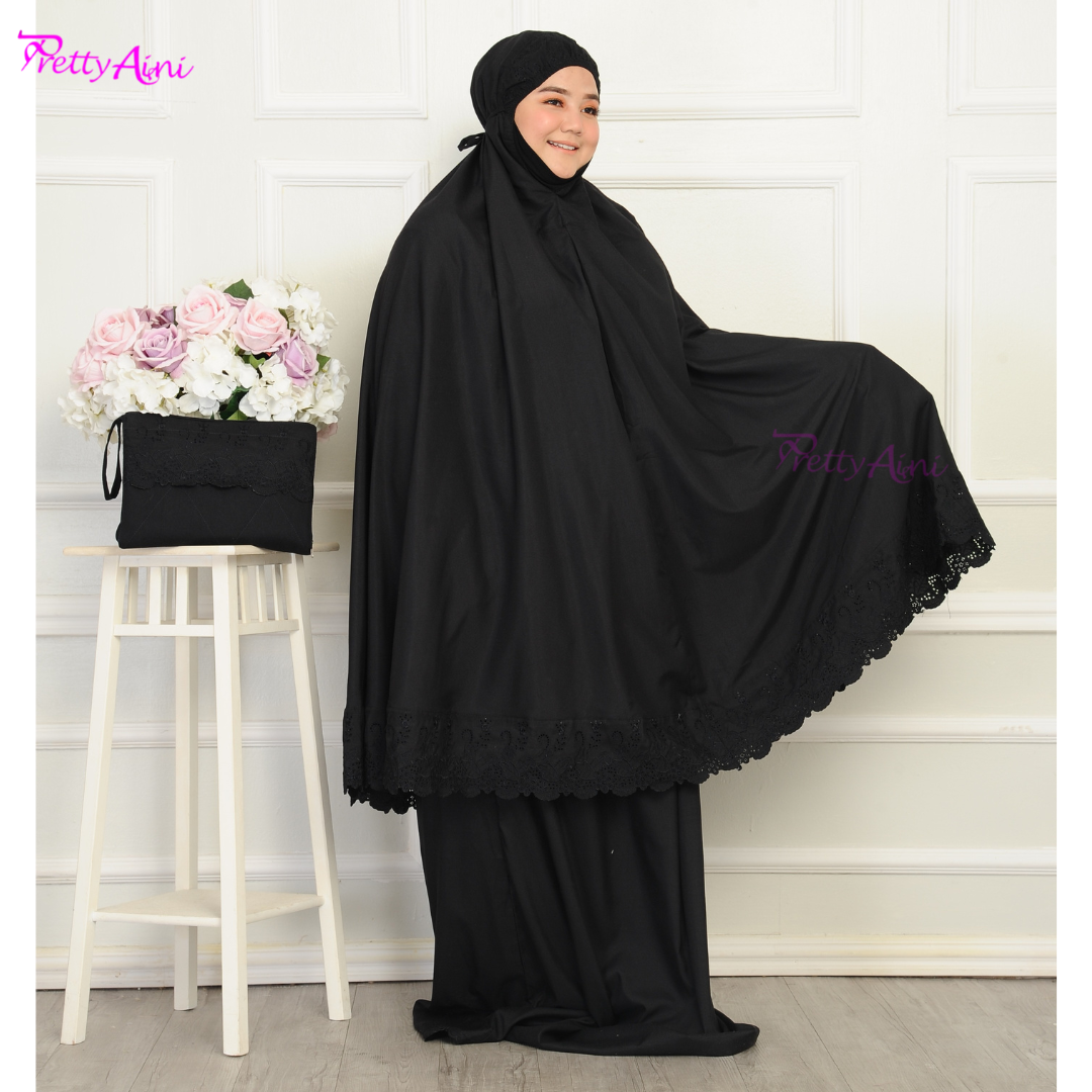 Telekung Nasuha Plus Size - Black - Image 3