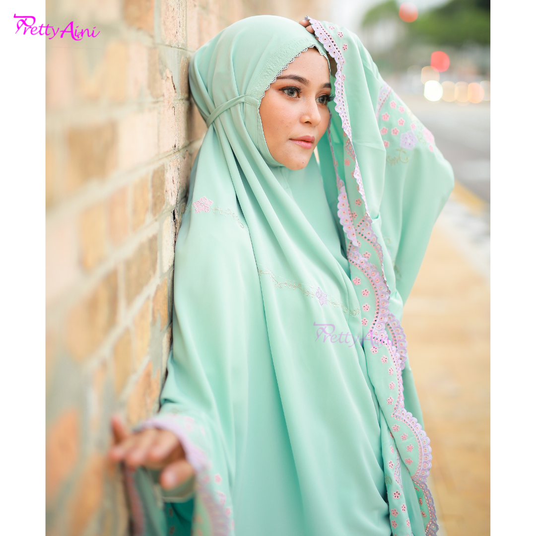 Telekung Balqis - Soft Green - Image 5