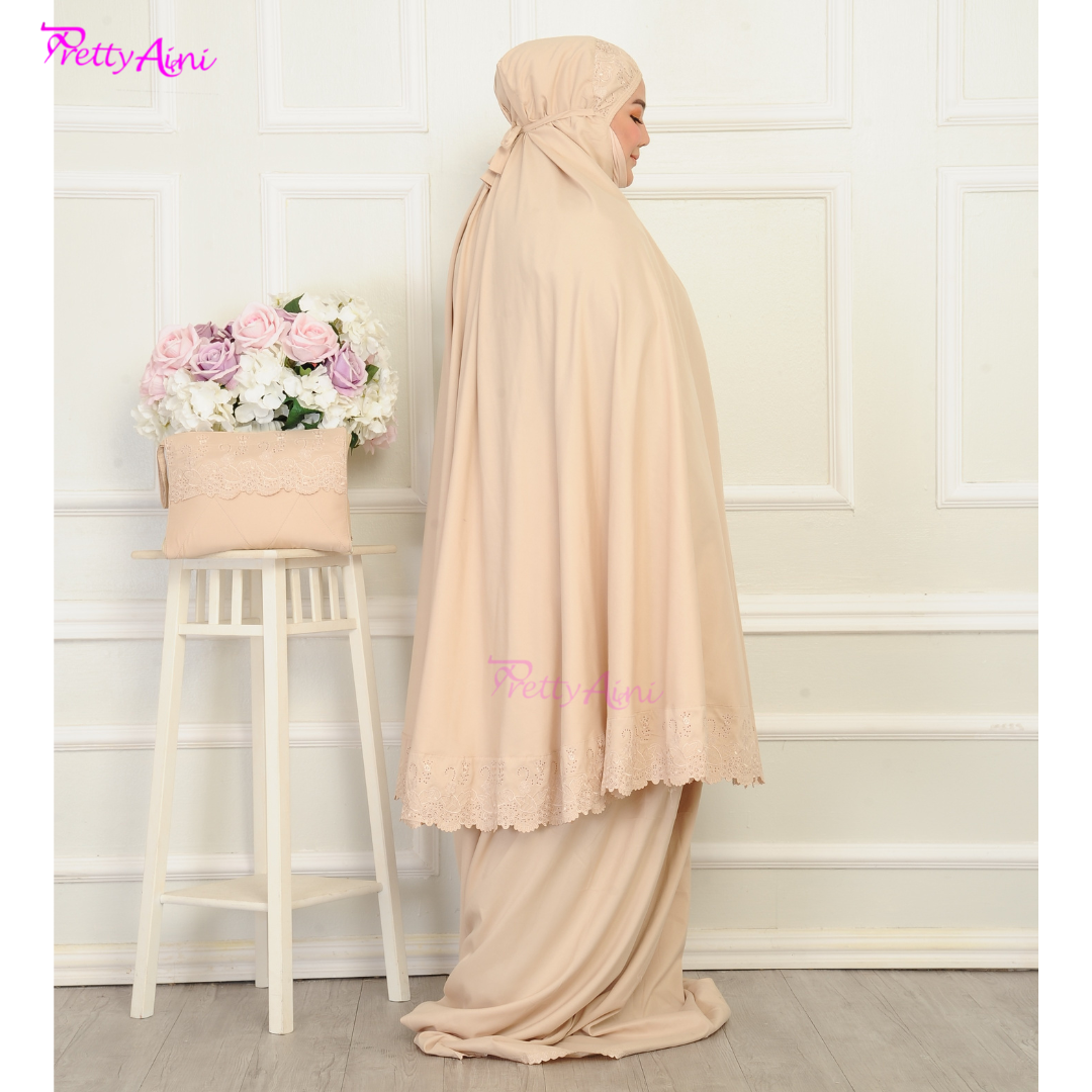 Telekung Nasuha Plus Size - Light Beige - Image 6