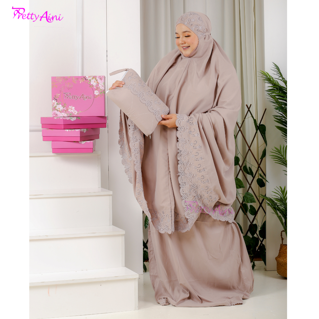 Telekung Nasuha Plus Size - Light Brown - Image 6