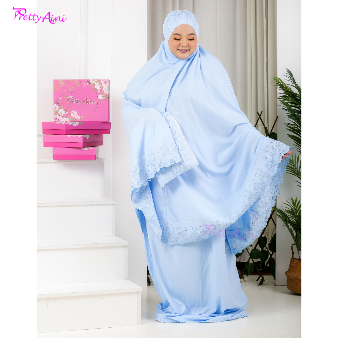 Telekung Nasuha Plus Size - Sky Blue - Image 6