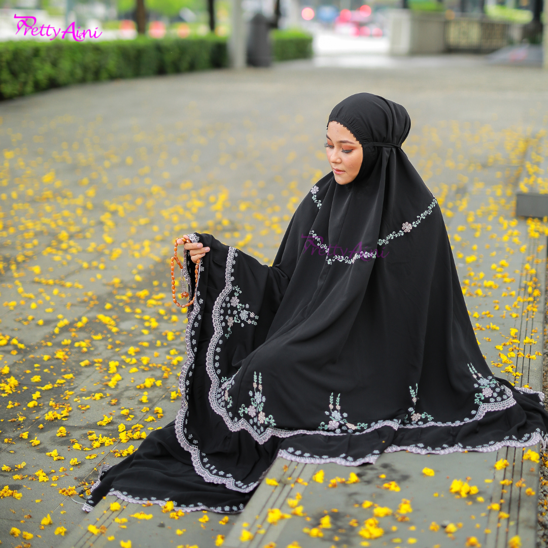 Telekung Balqis - Black - Image 5