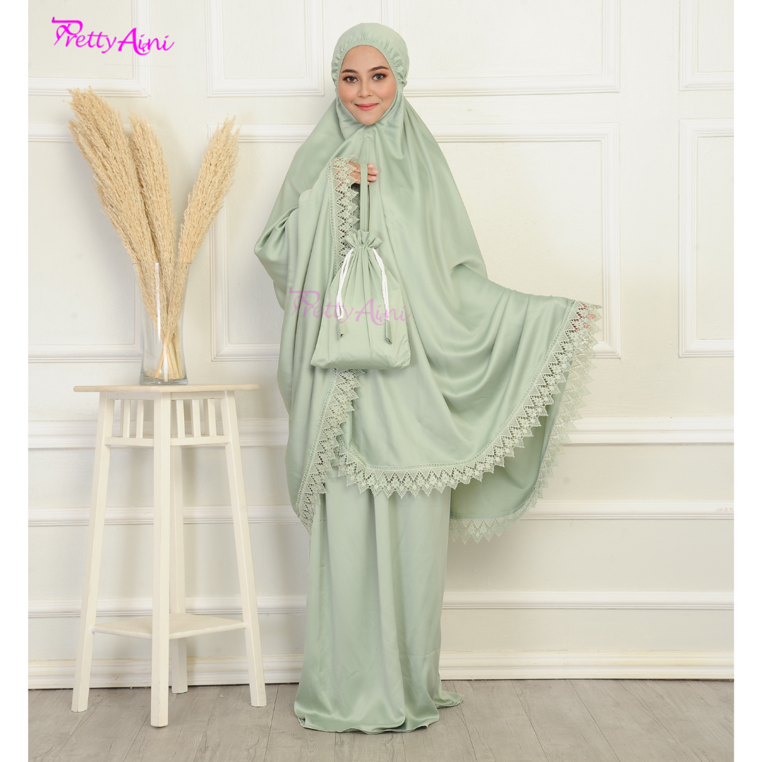 Telekung Dahlia - Pearl Mint X Mint - Image 8