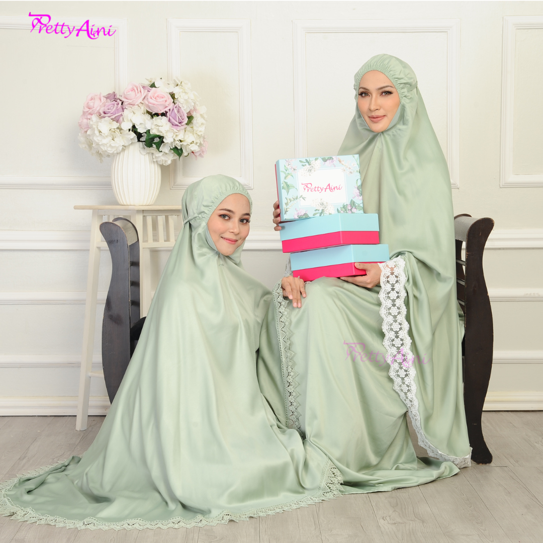 Telekung Dahlia - Pearl Mint X Mint - Image 7