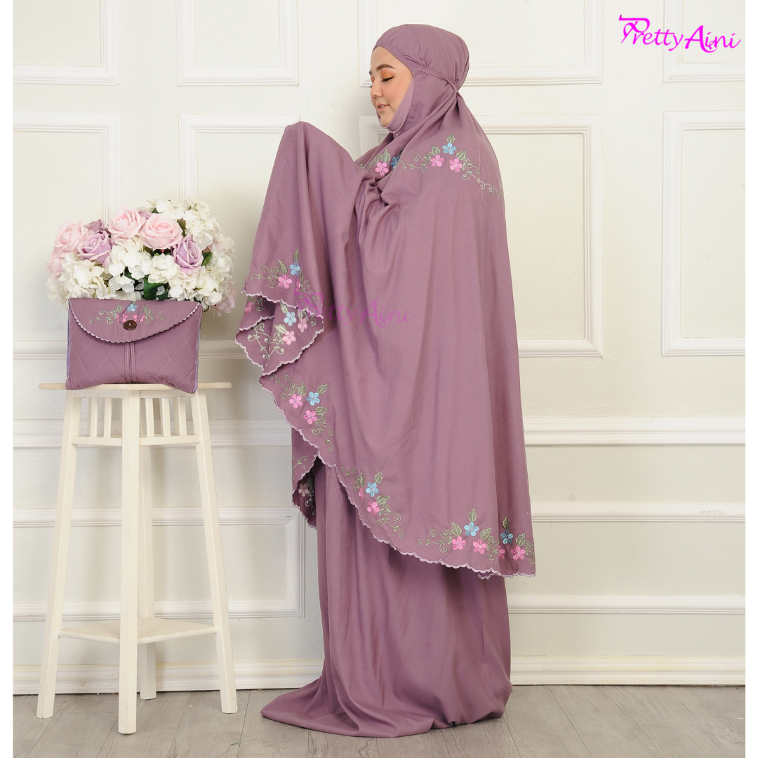 Telekung Humaira Plus Size - Dusty Purple - Image 7