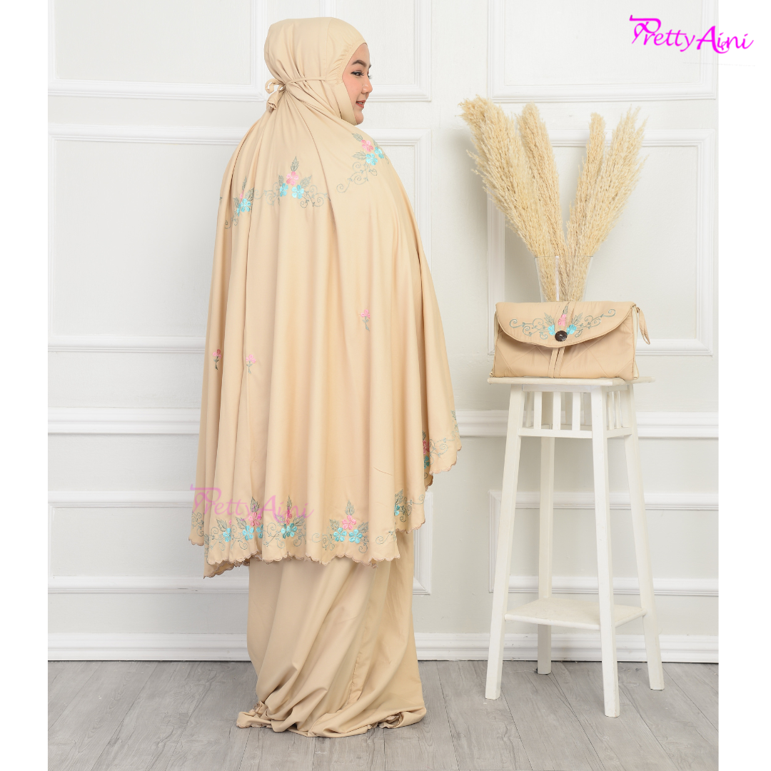Telekung Humaira Plus Size - Light Beige - Image 7
