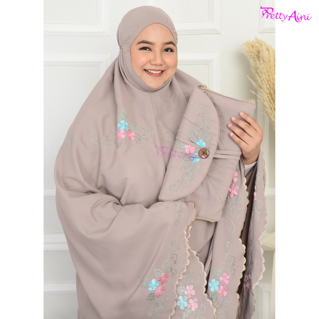 Telekung Humaira Plus Size - Light Brown - Image 6