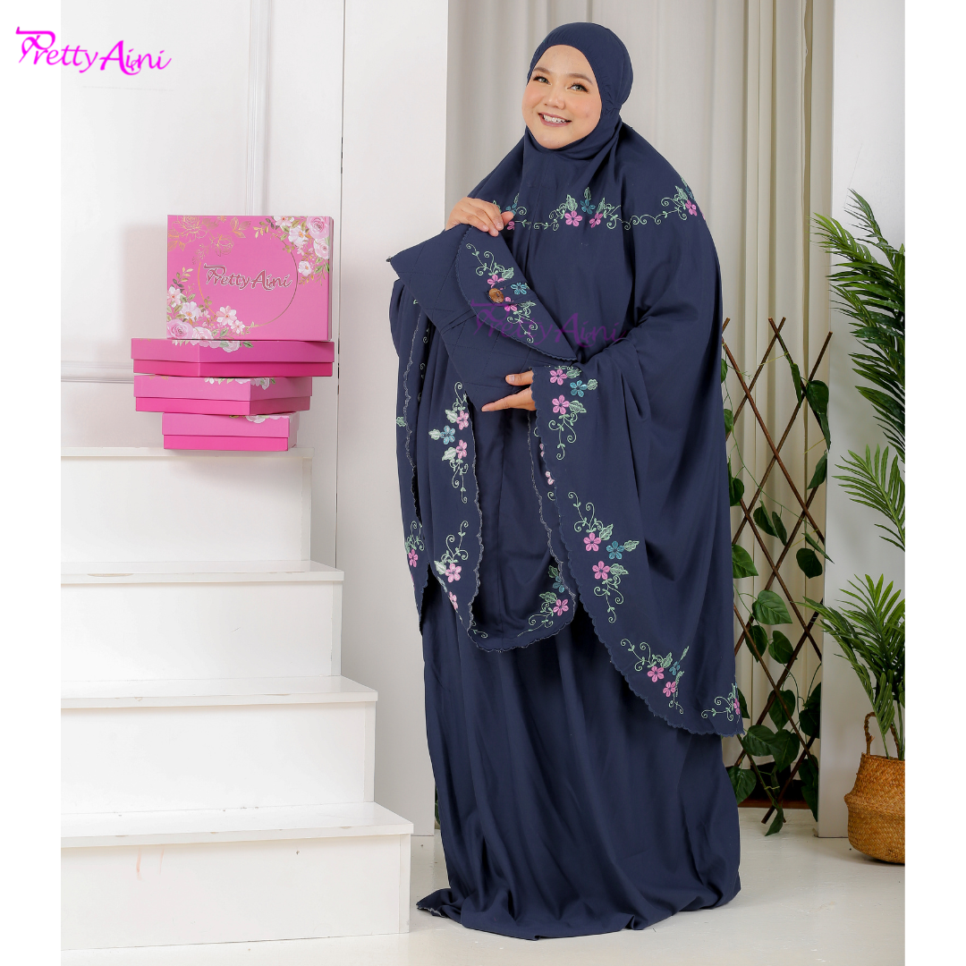 Telekung Humaira Plus Size - Navy Blue - Image 7