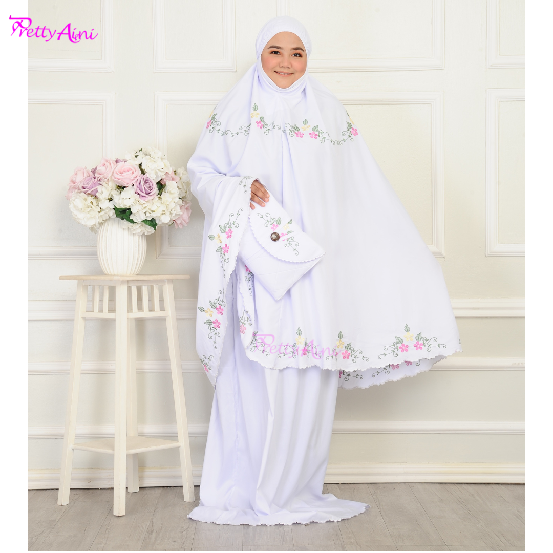 Telekung Humaira Plus Size - White - Image 7