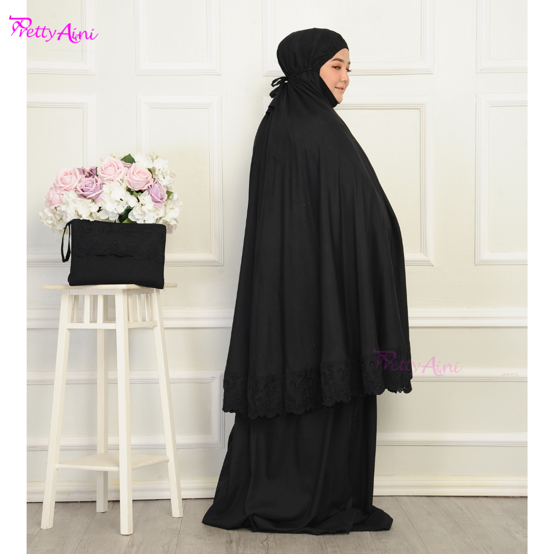 Telekung Nasuha Plus Size - Black - Image 4