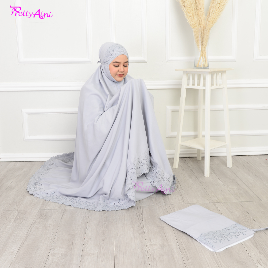 Telekung Nasuha Plus Size - Grey - Image 7