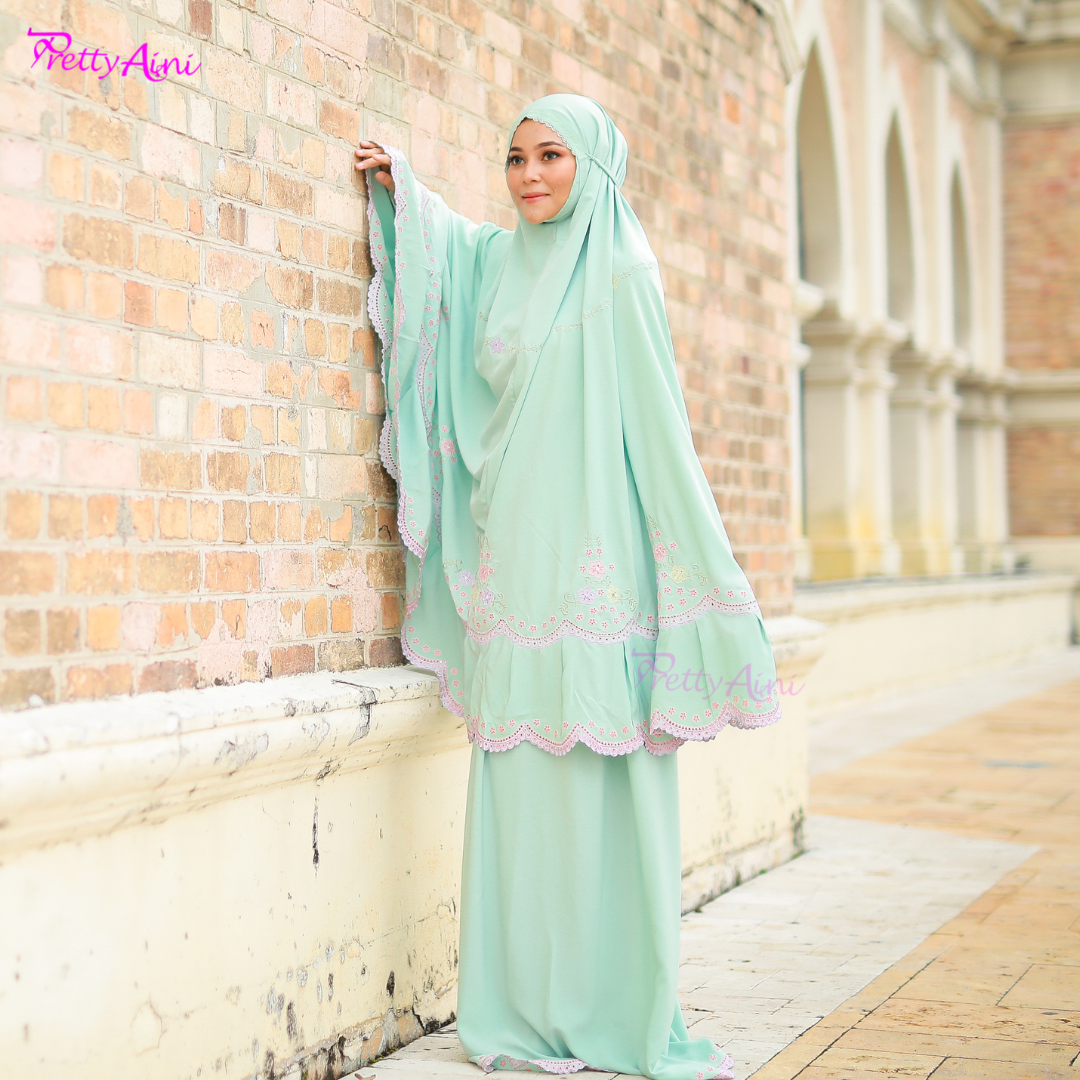 Telekung Balqis - Soft Green - Image 6