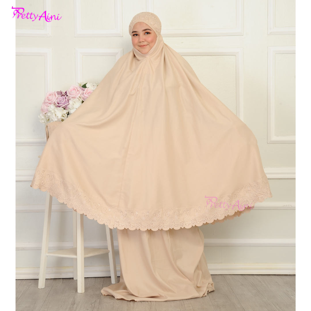Telekung Nasuha Plus Size - Light Beige - Image 7