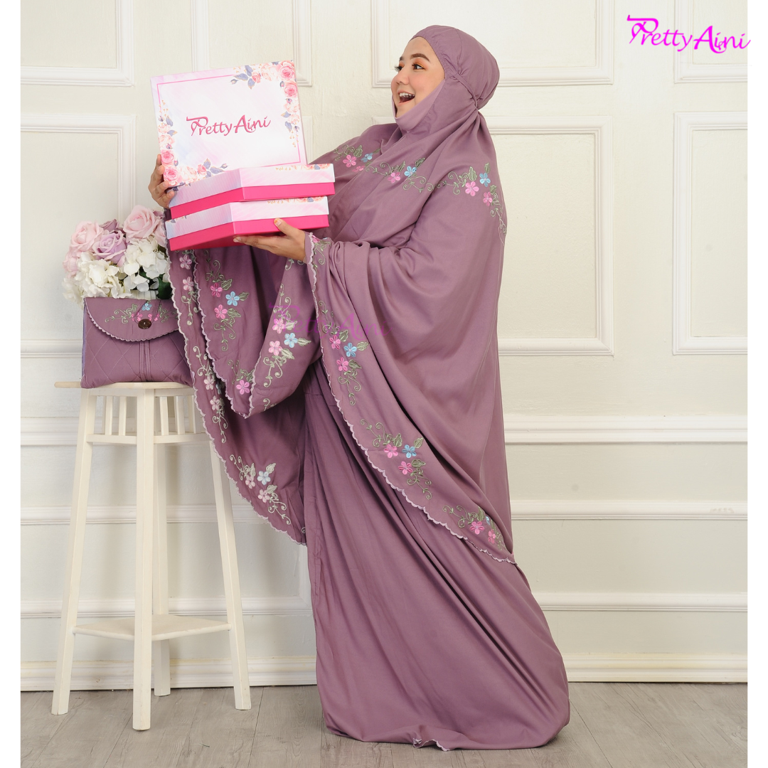 Telekung Humaira Plus Size - Dusty Purple - Image 8